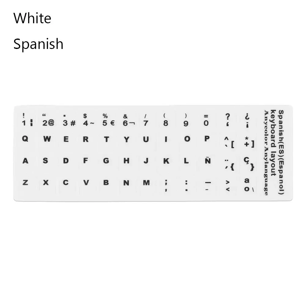 DIY Multi-language Keyboard Stickers Spanish/English/Russian/Deutsch/Arabic/Italian/Japanese Letter Replacement For Laptop PC: green