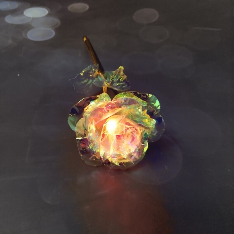 Simulation Eternity Rose Flower Valentine'S Day Romantic Flower Wedding Beautiful LED Luminous#: Vibration light
