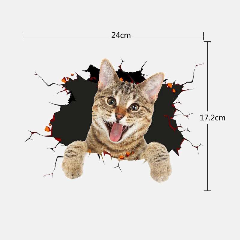 Adhesivo de gato para pared de varios gatitos bonitos viñetas de animales 3D vívido chico de bebé habitación decoraciones de baño Peel & Stick pegatina de inodoro: 4