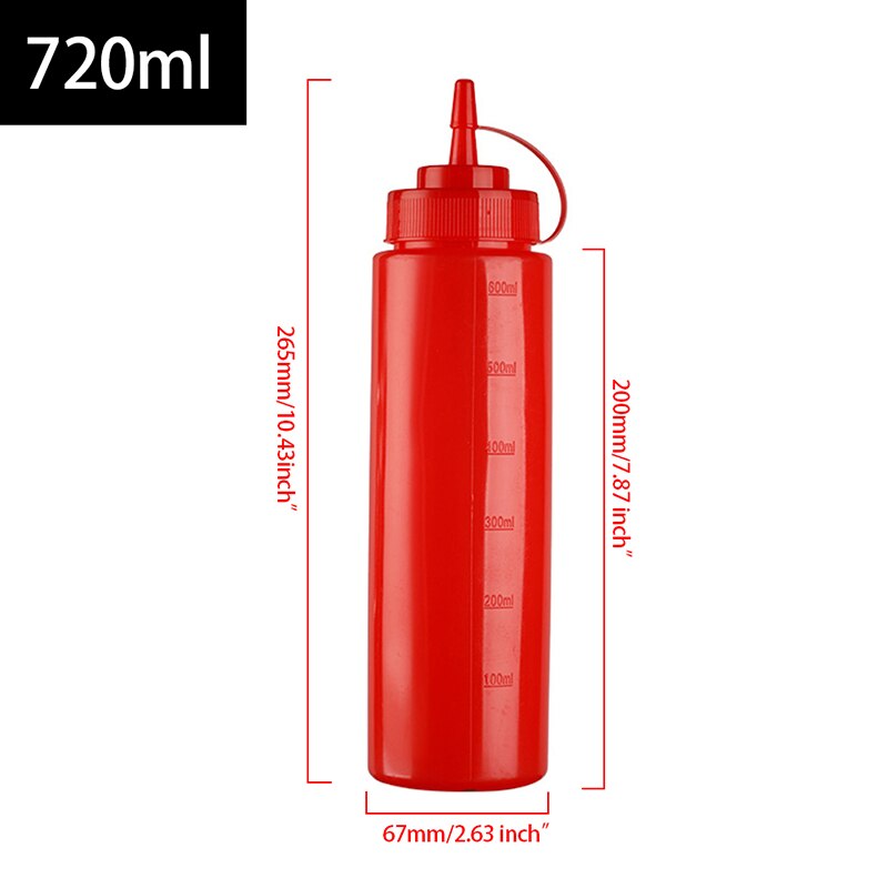 Refillable Squeeze Squirt Condiment Bottles Plastic Condiment Container for Kitchen Ketchup Mustard Sauces Olive Oil Gravy Boats: red-720ml