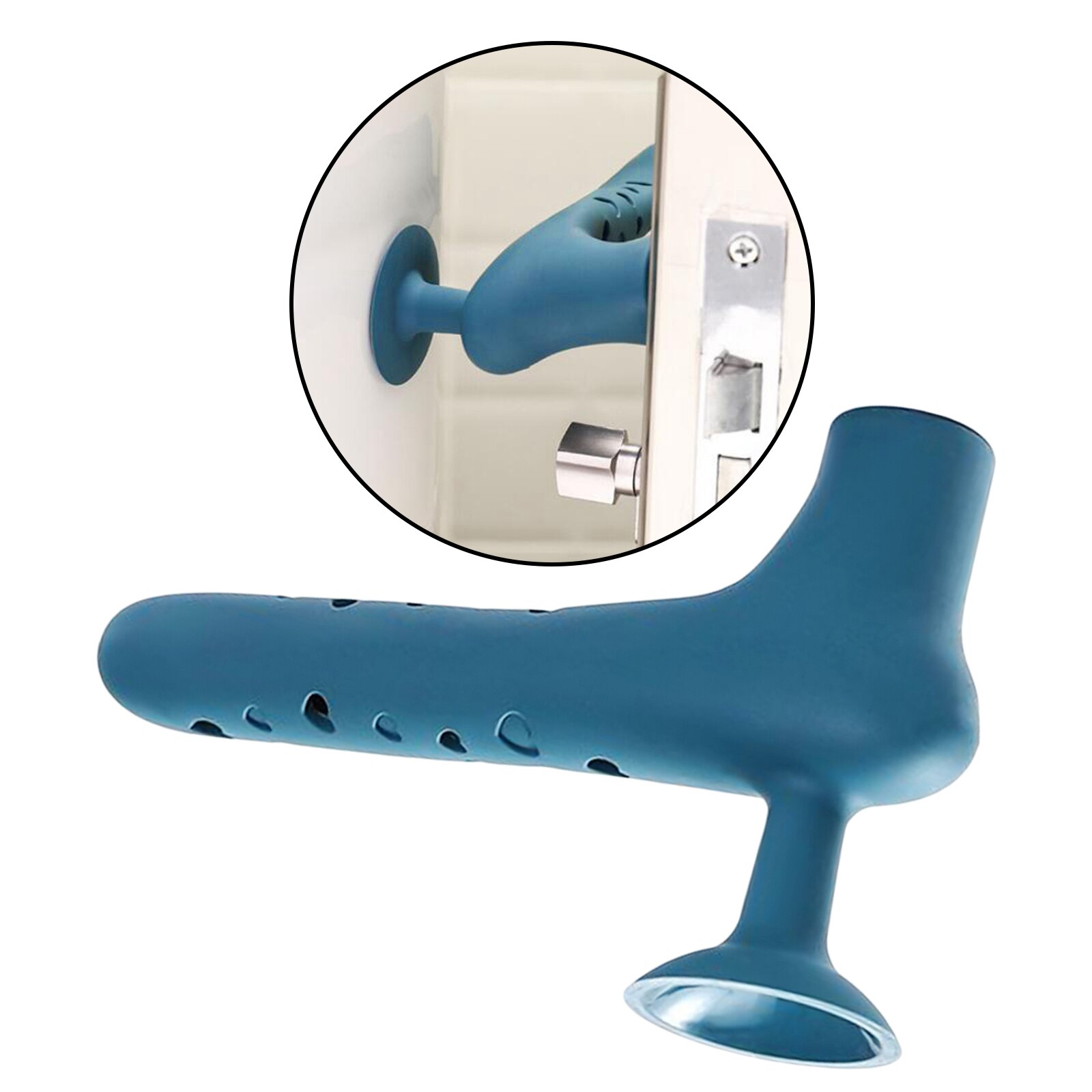 Protector de pared con tapa del picaporte de silicona para puerta de habitación de niños: Blue