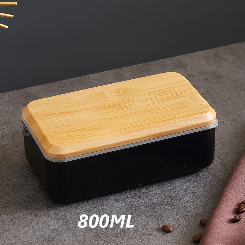 Bento Lunchbox Voedsel Opslag Containers Lunchbox Voor Kid Japanse Snack Lunchbox Magnetron Servies Keuken Maaltijd Prep Picknick: BLACK  800ML