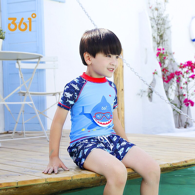 361 Shark Printed Children's Split Swimsuit Cute Baby Two Piece Bathing Suit Cartoon Swimsuit With Shorts Boys Girls Swimwear