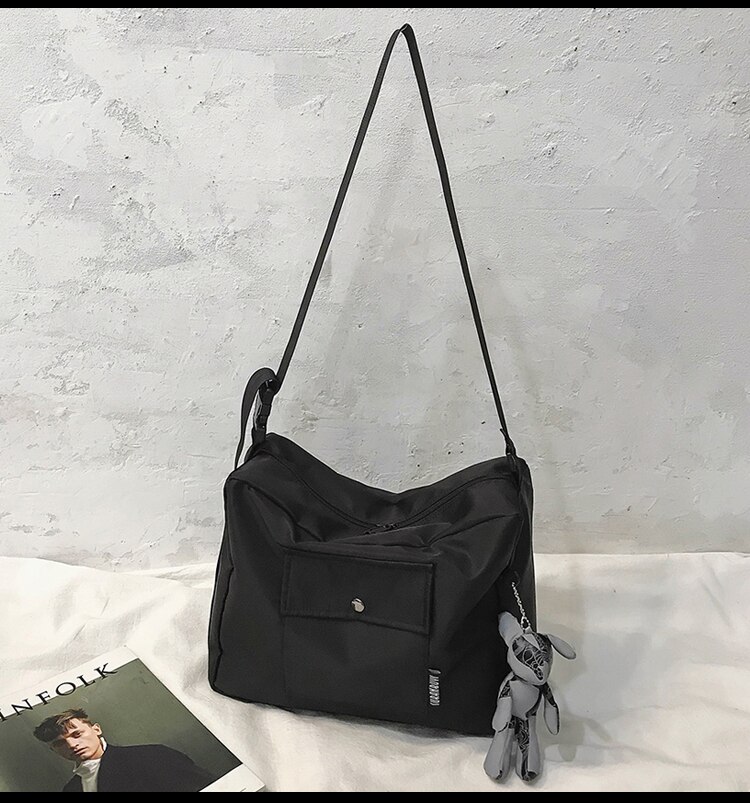 Originale di marca di Disegno della Tela di Canapa del Messaggero Del Sacchetto di Università di Classe Gli Studenti Borsa A Tracolla Grande Borsa di Tela: nero