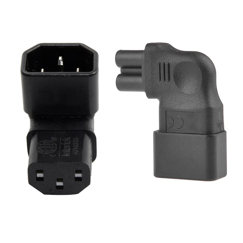 1 Pcs EC Female C13 Power Extension Adapter &amp; 1 Pcs IEC 320 C14 To C5 90 Degree Right Angled Socket Power Adapter