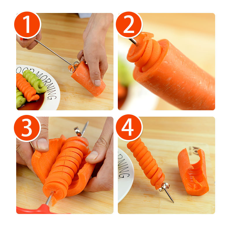 Stainless Salad Tool Vegetable Spiral Modeling Knife Potato Carrot Cucumber Salad Chopper Salad Dish Decoration Tool