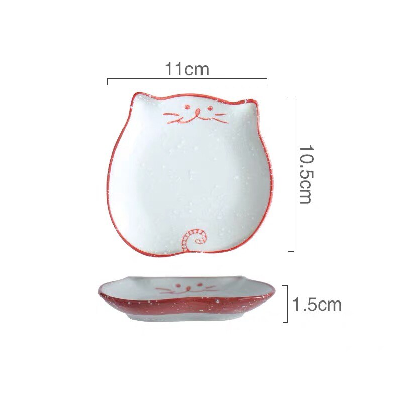 Japansk tecknad söt katt keramik soppskål handmålad porslin ris nudelskål middag dessert biff sallad tallrik servis: 4.25 tums platta a