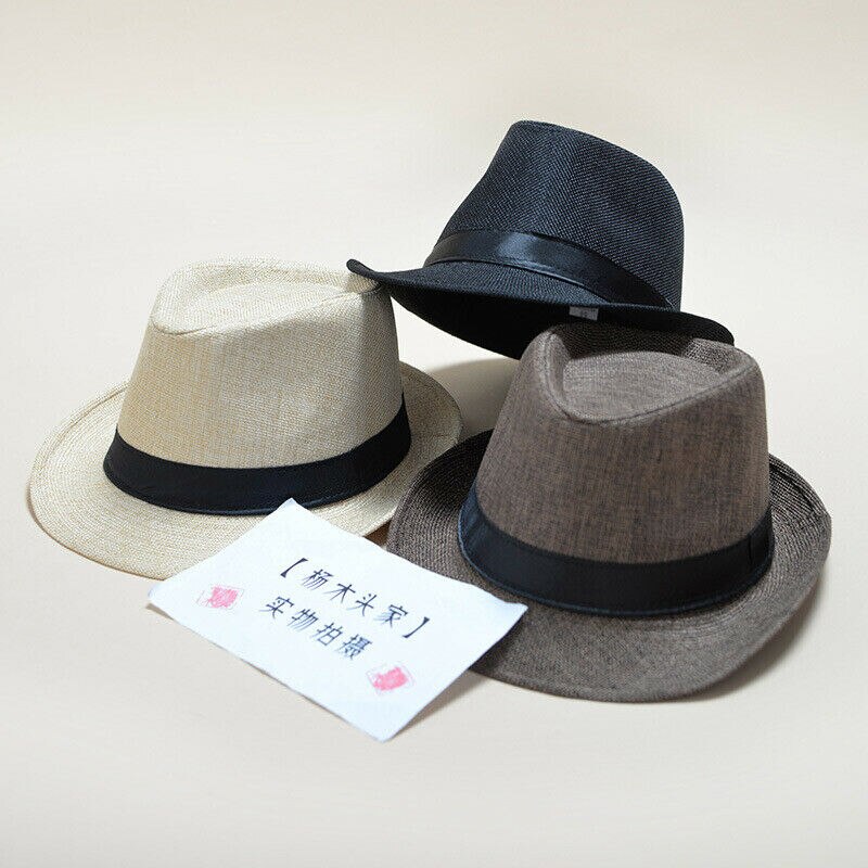 Sombrero Fedora clásico de ala ancha para hombre, gorra clásica de estilo clásico con visera ancha, Sombrero de Jazz liso para hombre, Sombrero de fieltro con lazo para Otoño e Invierno