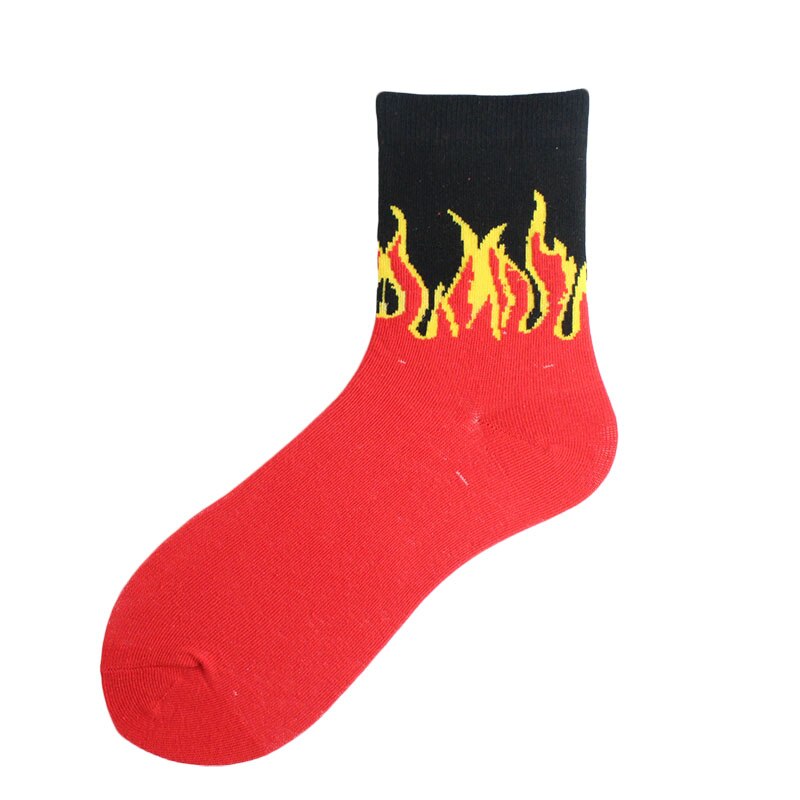 Chaussettes unisexes avec motif de flamme pour femmes, Style Hip Hop Harajuku coréen, chaussettes joyeuses pour hommes, chaussettes de Skateboard antidérapantes amusantes: 9