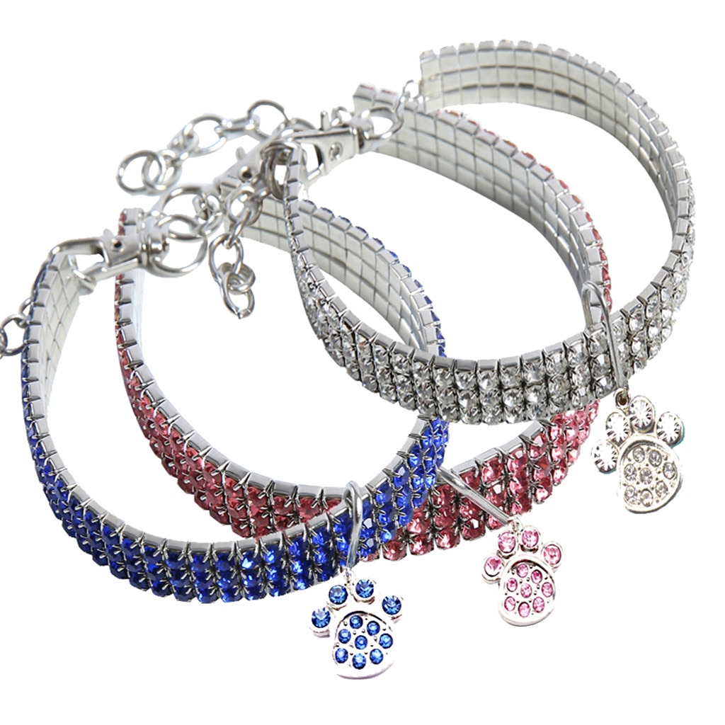 Trsnser-Collar para perro con diamantes de imitación, Mini Collar blanco para perros de compañía, Gargantilla ostentosa, Perros pequeños para mascotas