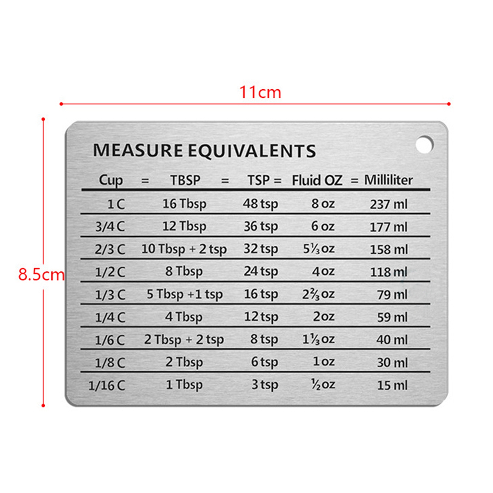 Portable Refrigerator Magnet Kitchen Measurement Conversion Chart Stainless Steel Sticker for Home