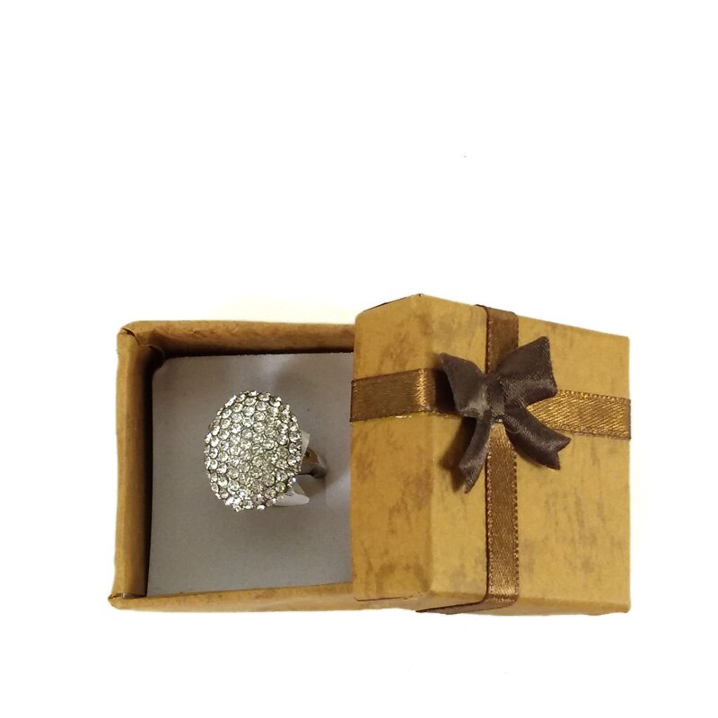 19 kolorów pudełko na pierścionek kolczyk opakowanie Case śliczne wstążki papierowe naszyjnik Wedding Stud Organizer biżuterii przechowywanie prezent Caja Expositor: BROWN5X5CM