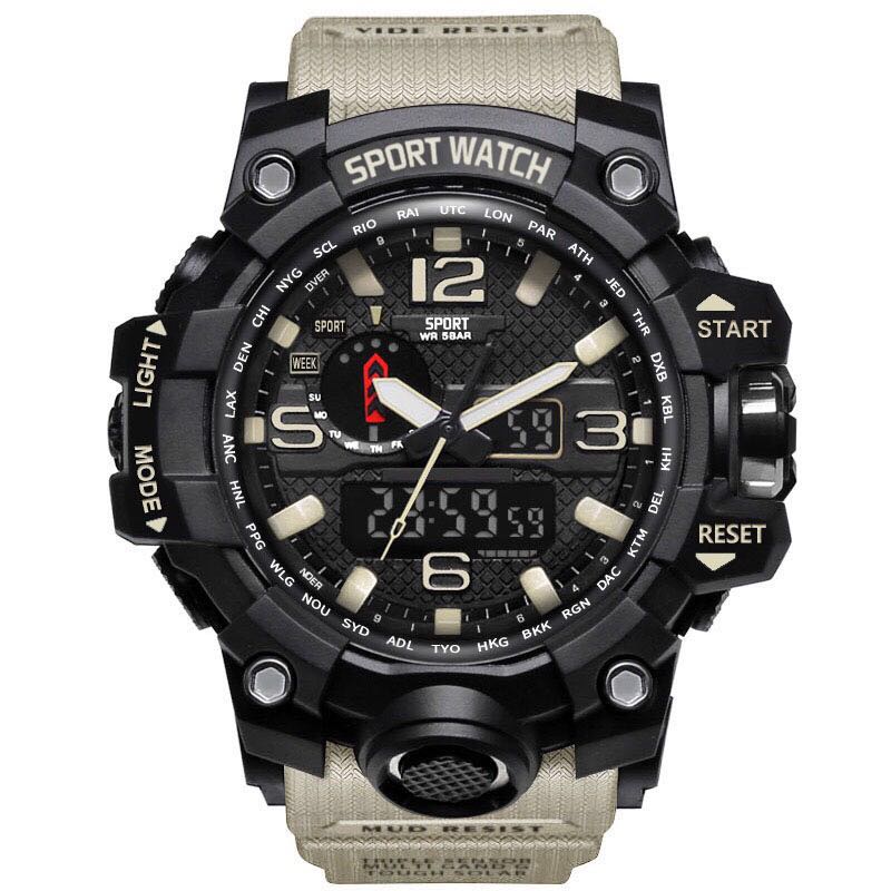 Reloj Flexible, novedad de , a la , para coche, espejo, Visor antilluvia, protector de nieve, para hombre, amortiguador deportivo, relojes de estilo G para exteriores: Caqui