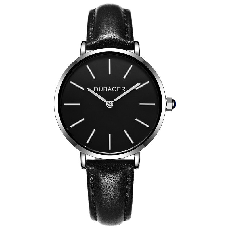 Lady Watch Women OUBAOER Wrist watches Quartz women wrist watch dress Clock Relogio Feminino Montre Femme: silver black 015G