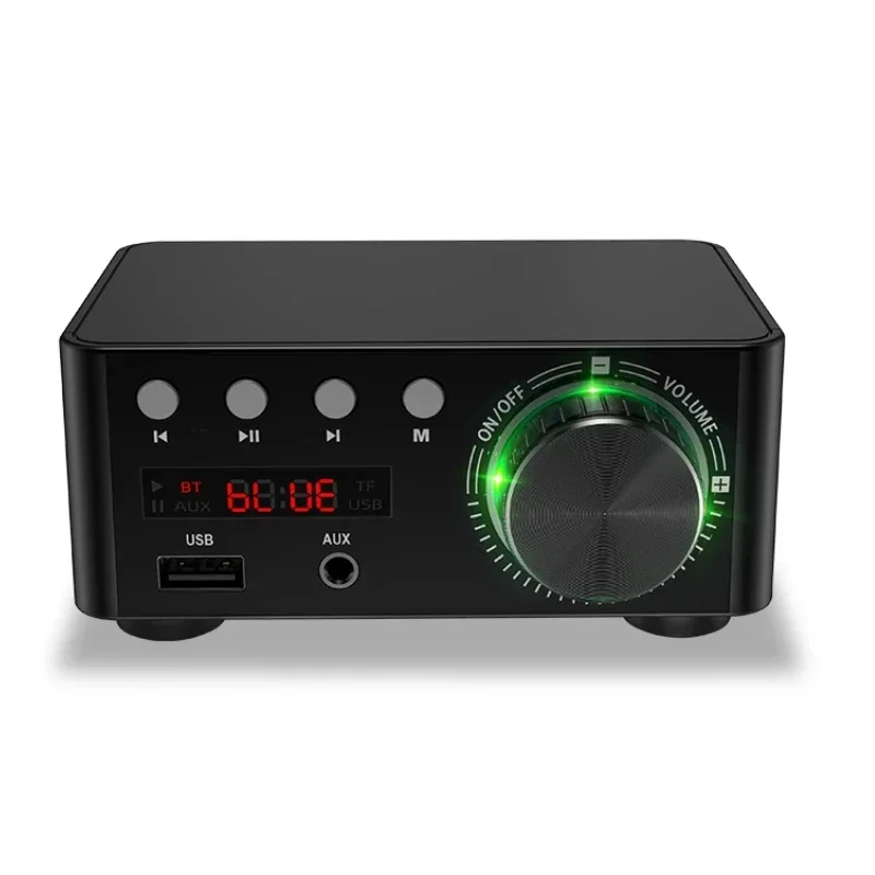 Mini Audio HiFi Bluetooth 5.0 Power Class D Amplifier 2.0 Channel Digital Amp 50W*2 Home Car Marine Audio USB AUX IN