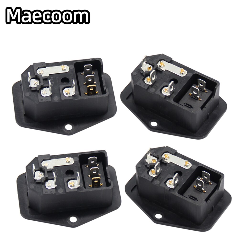 1/2/5 PCS 10A 250V Power Switch AC Power Outlet With Red Triple Rocker Switch Fused Module Plug For 3D Printer Parts