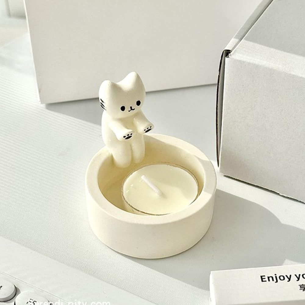 Bougeoir en résine pour chaton de dessin animé, bougeoir pour chat grillé, chauffe les pattes, bougeoir d'aromathérapie pour chat