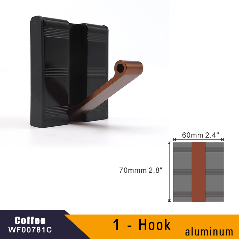 Aluminum Home Decor Nailless Folding Coat Hook Hallway Bedroom Door Hat Clothes Rack Hanger Kitchen Toilet Wall Brack Hooks: 1-Hook Coffee