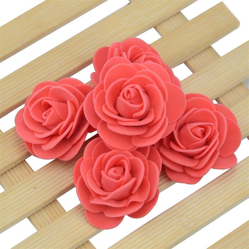 200 stk / parti 4cm tykkere kunstigt pe skum rose blomsterhoveder bryllup boligindretning til diy håndlavet blomsterkugle festartikler