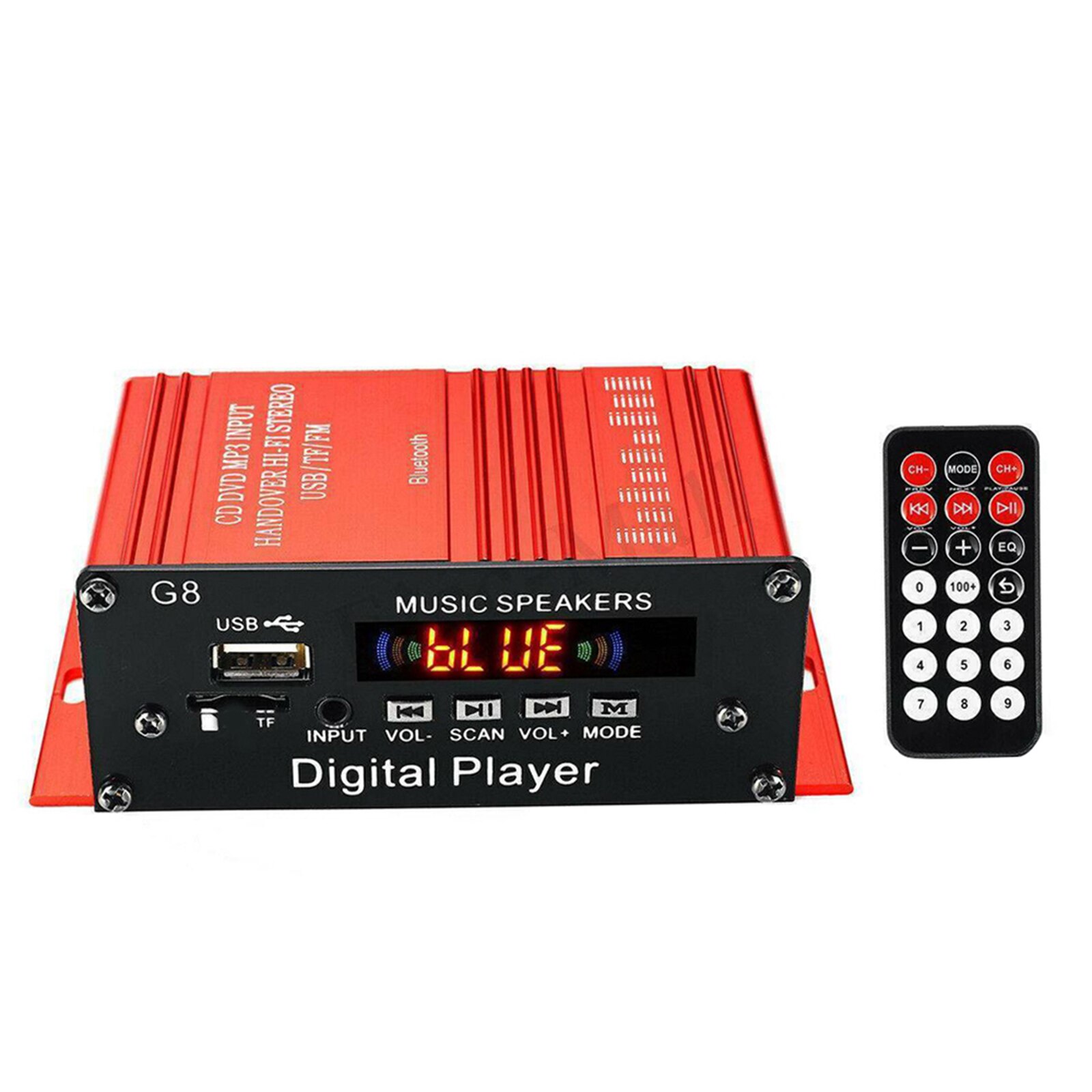 Bluetooth 2 Channel Amplifier Receiver HiFi Integrated Amp 2.0 CH DC 12V