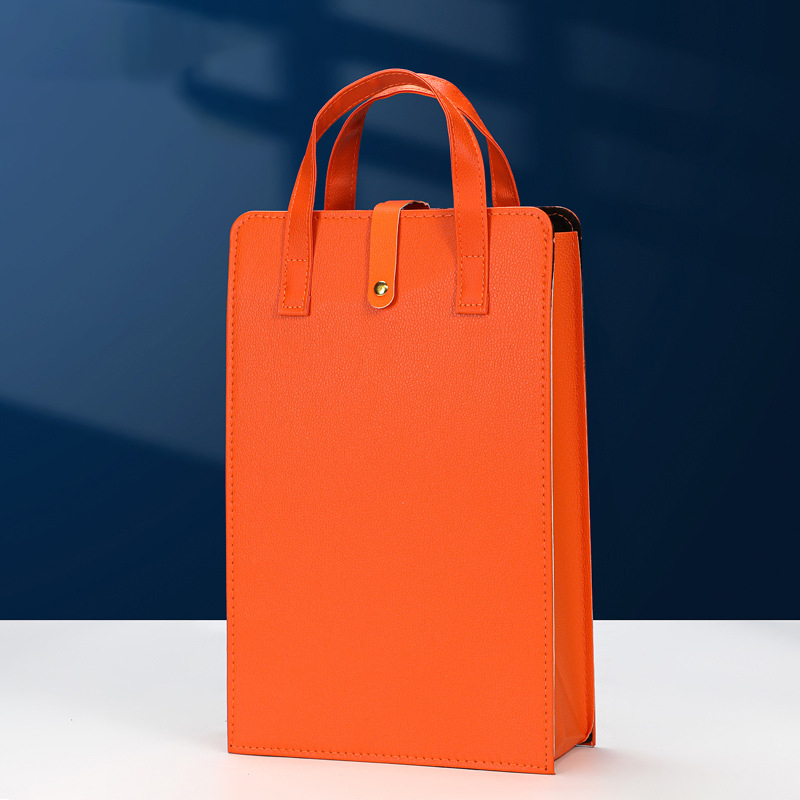 Vikbar läderväska för vinbärare, återanvändbara vinbärare, handväska, dubbel rödvinslåda med handtag, förpackningslådor för champagneflaskor: Blå