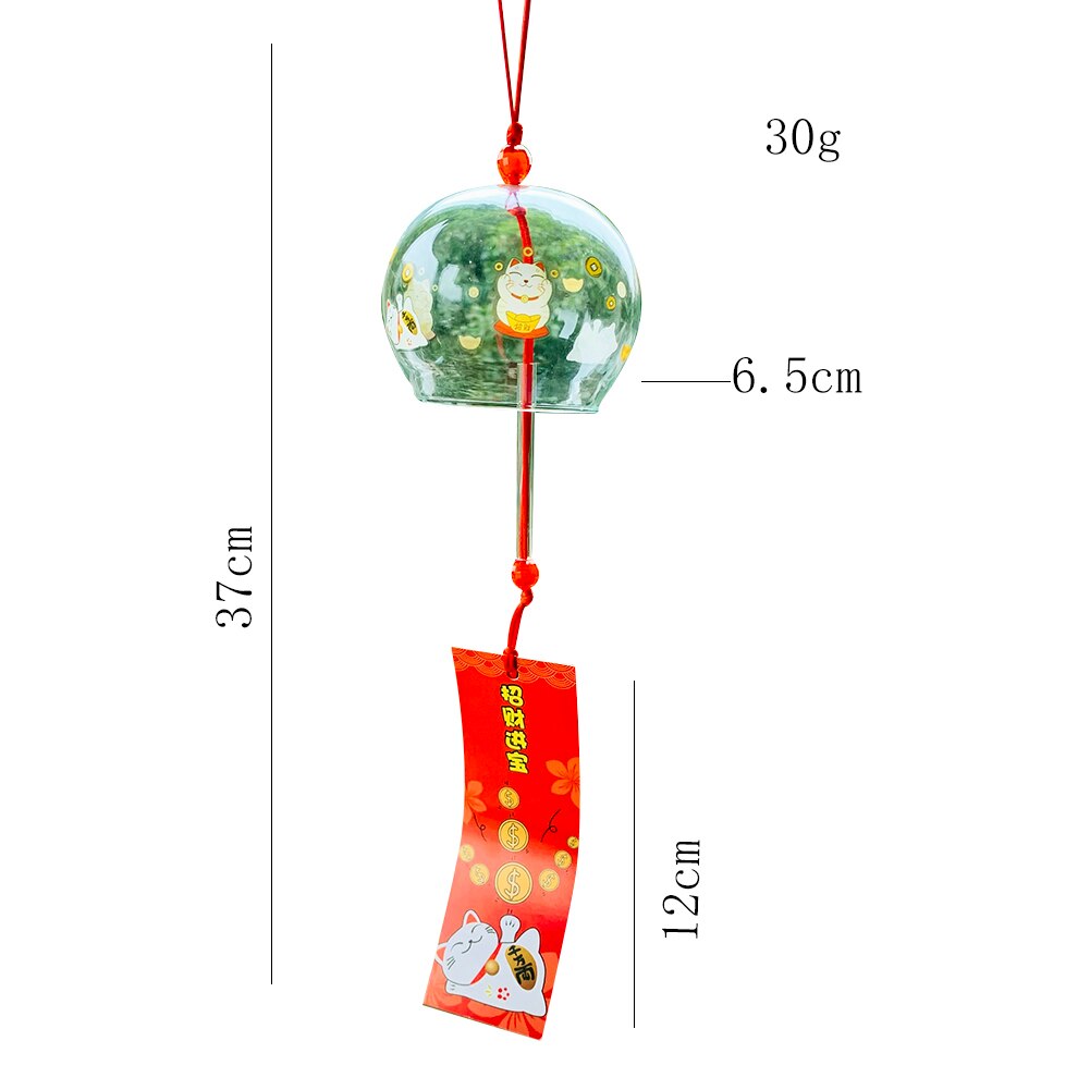 Japanese-style Handmade Painted Flowers Feather Glass Wind Chimes Sticky Note Tassel Pray Blessing Feng Shui Yard &amp; Garden Decor: 1PC  Lucky Cat