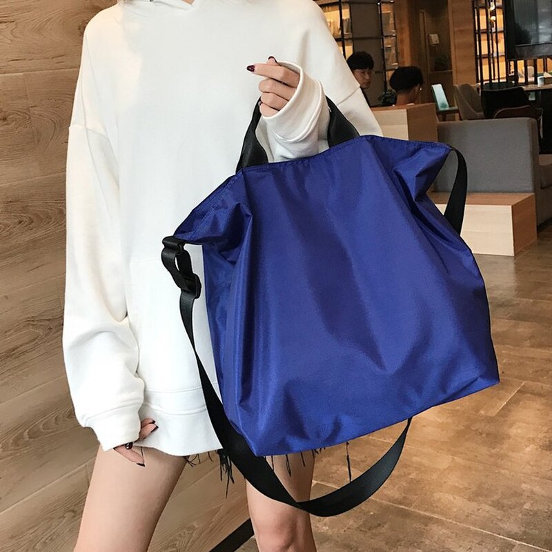 Sacs à main multifonctions en Nylon pour femmes, sac de voyage de grande capacité tendance, sacs de sport pour Shopping, sacs à bandoulière noir et bleu LW0156