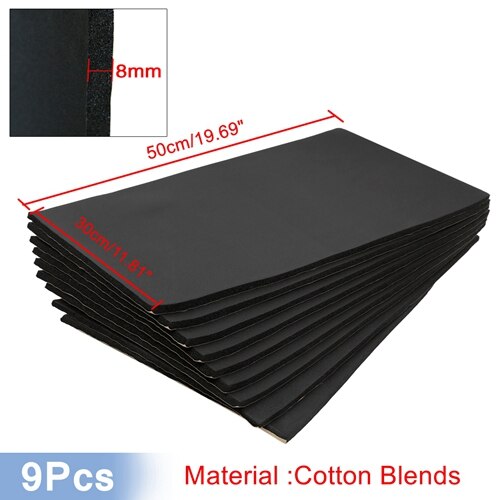 9 stuks /12 stuks 50cm*30cm geluidsdemper warmte-isolatiemat auto bus geluidsisolatie dempende isolatie motorkap isolatie: 9 stuks katoenmix