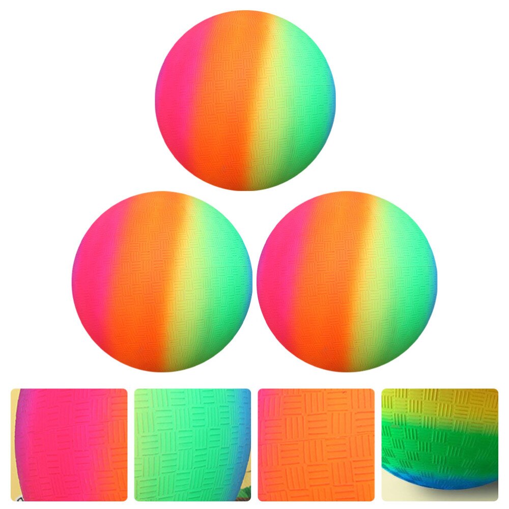 3Pcs 22cm Child Flapping PVC Inflatable Outdoor Rainbow-Color Balls