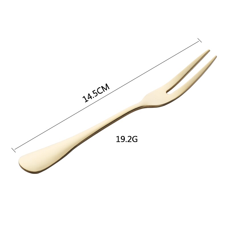 2 stk/sett mini delikate forrettsgafler i rustfritt stål med to grener snack frukt dessertgafler cocktail smaksgafler festvalg: Blek gull 2 stk