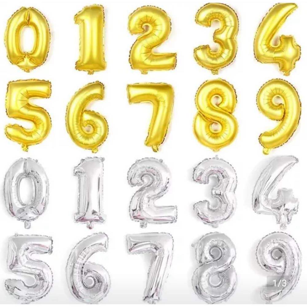16inch Silver Gold Foil Number Balloons Digital Globos Birthday Wedding Baby Sh ower Birthday Wedding Decoration Party Supplies