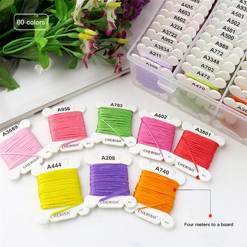 Embroidery Floss Set 80 Color Cross Stitch Friendship Bracelets Thread With Floss Bins For DIY Sewing Use