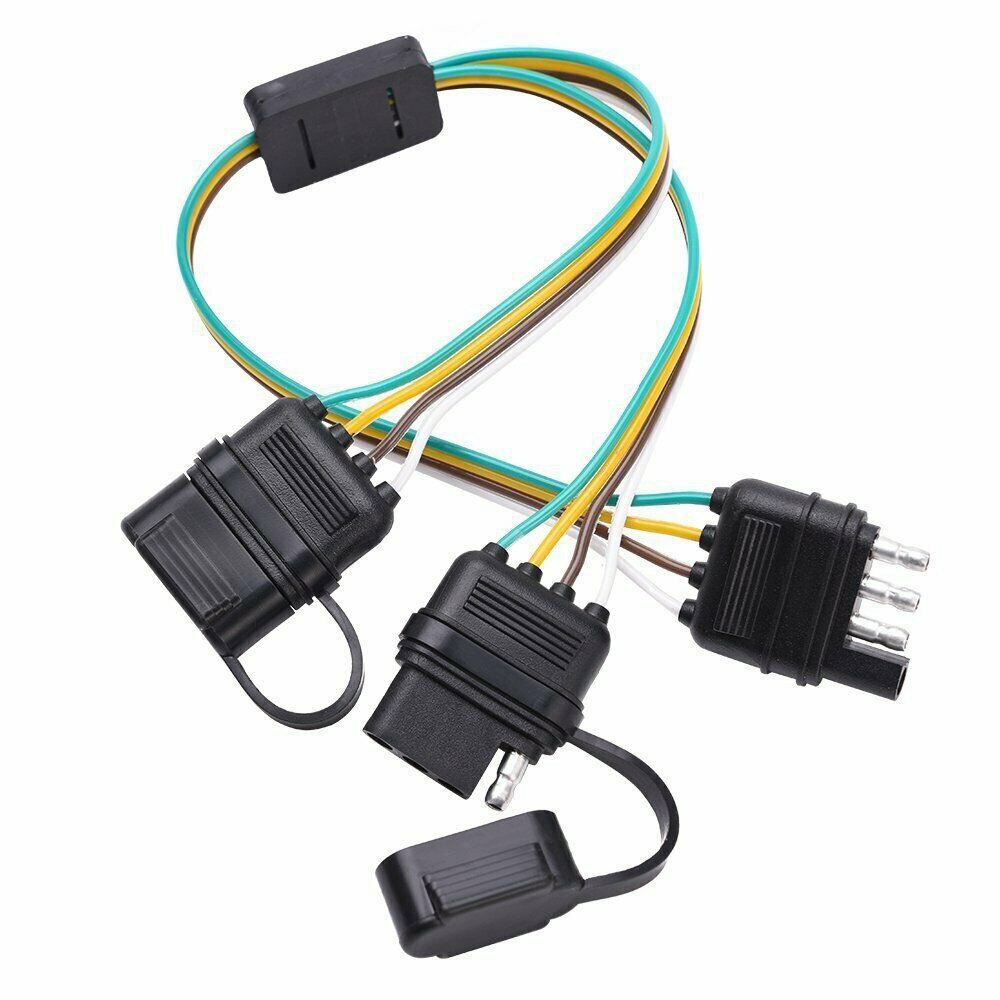Replacement Y-Splitter harness Parts 2 Way Adapter 4 Pin Trailer Extension Connector 12V