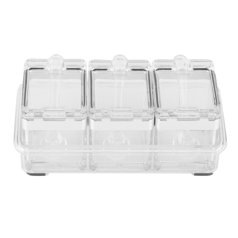 thumbnail: LOYUYU Kruidenpotjes Set - 4 Doorzichtige Acryl Potten Met Deksel En Lepel - Kruidenrek Voor Aanrecht - Transparant