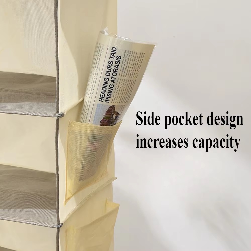 Hanging Closet Organizer and Storage Foldable Multilayer Closet Hanging Storage Shelf with Hook Shoe Cap Clothes Pants Organizer