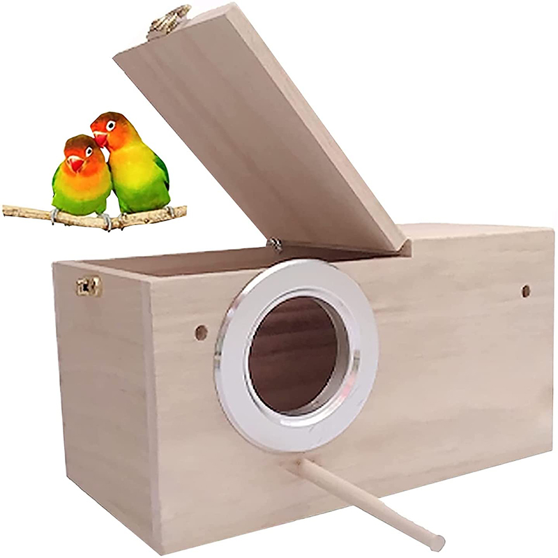 Parakeet Nest Box Bird Cage with Natural Pine Wood Bird Nest Breeding Box Cage for Budgie Cockatiel Conure Parrot Bird Egg Nest