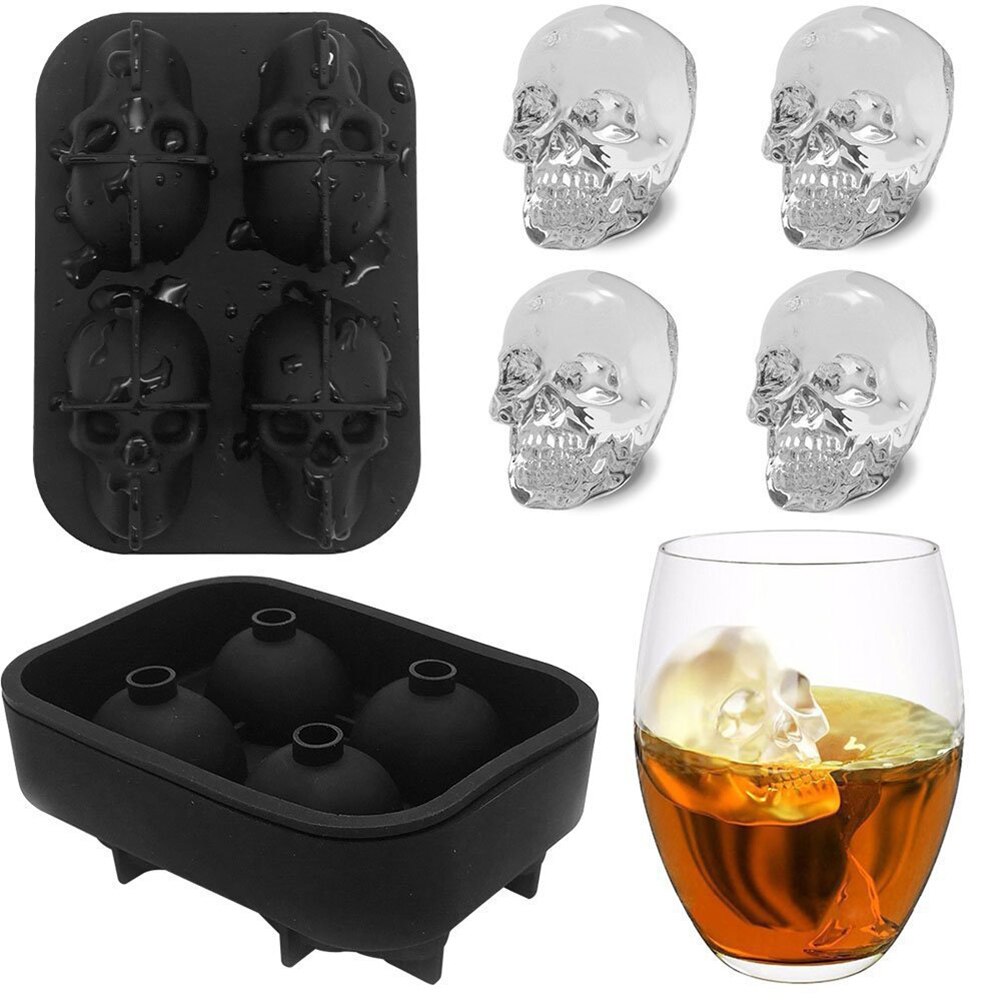 3D Schedel Ice Cube Tray Mold Food Grade Silicone Ice Cube Maker voor Whisky en Cocktails Food Grade