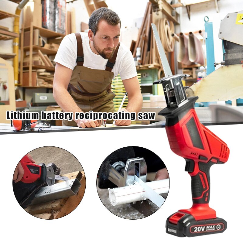 Reciprocating Saw Multifunction Portable Rechargeable Electric Saw for Woodworking Metal Ceramic Plastic E2S