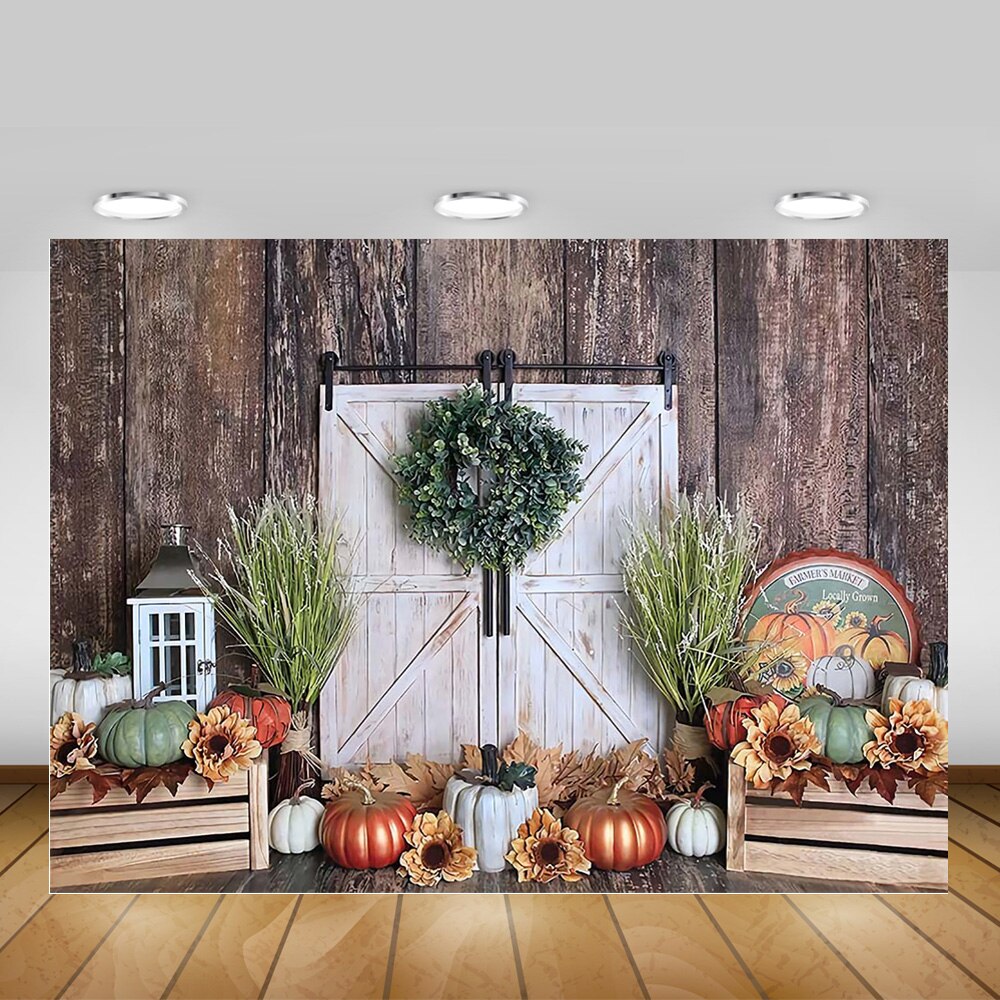 Petite citrouille anniversaire photographie toile de fond Photo Studio automne récolte citrouille Halloween fond couronne rétro porte décor