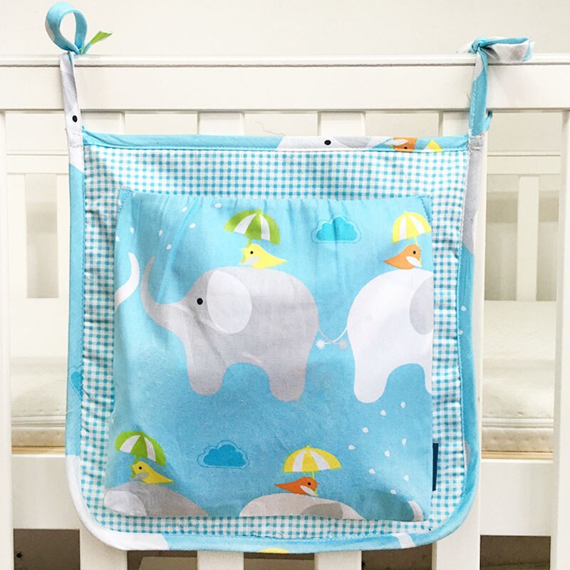 Baby Bumper Infant Crib Bumper Cartoon Elephant Baby Bed Hanging Bag Storage For Strollers Diaper Changing Bag