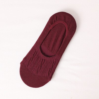 Women Socks Lady Casual Breathable Ankle Boat Socks Girls Invisible Non-slip Cotton Socks Women Low Cut Socks: Red