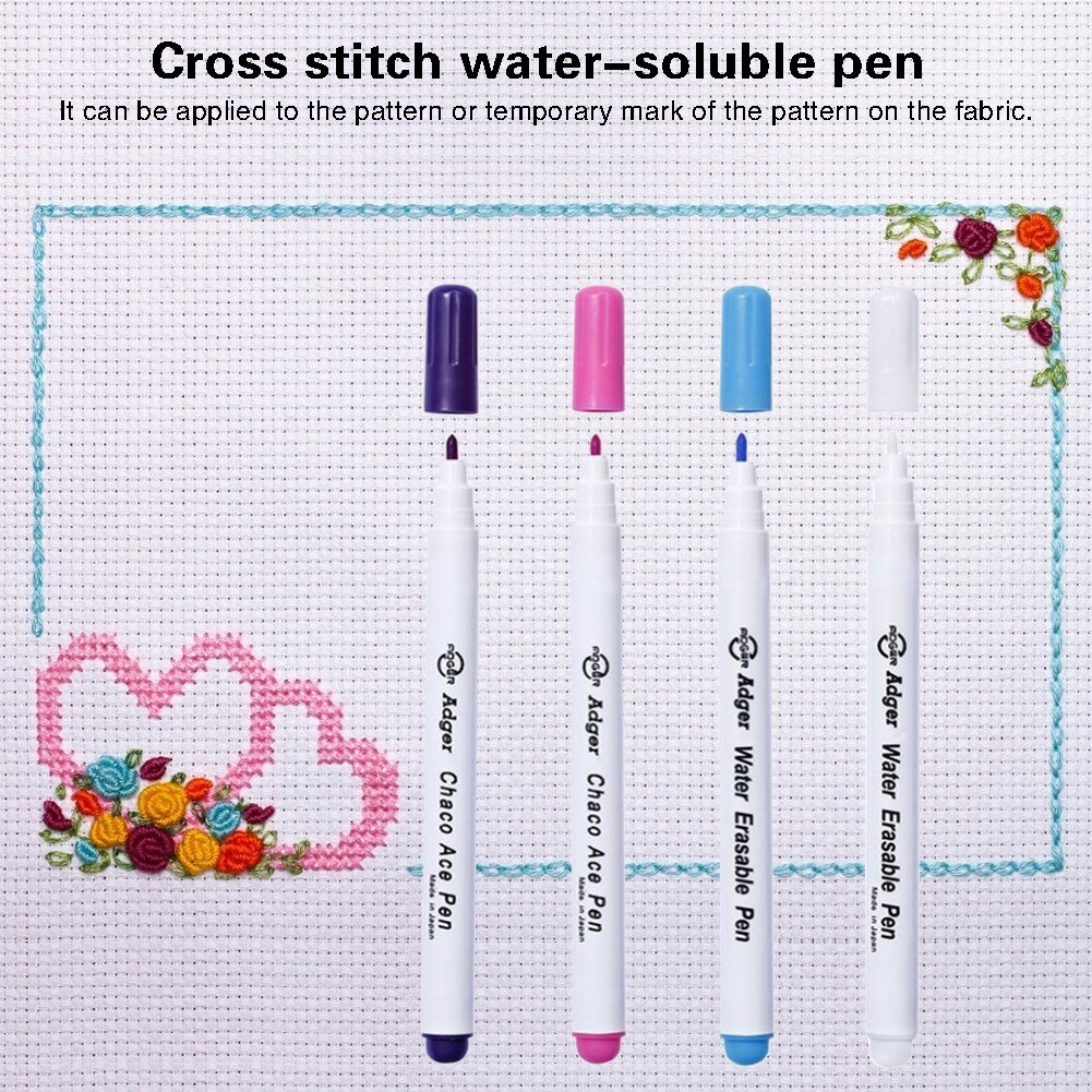 4Pcs Water Uitwisbare Pennen Stof Markering Potlood Grommet Inkt Oplosbare Markers Grommet Inkt Handwerken Patchwork Diy Naaien Gereedschap