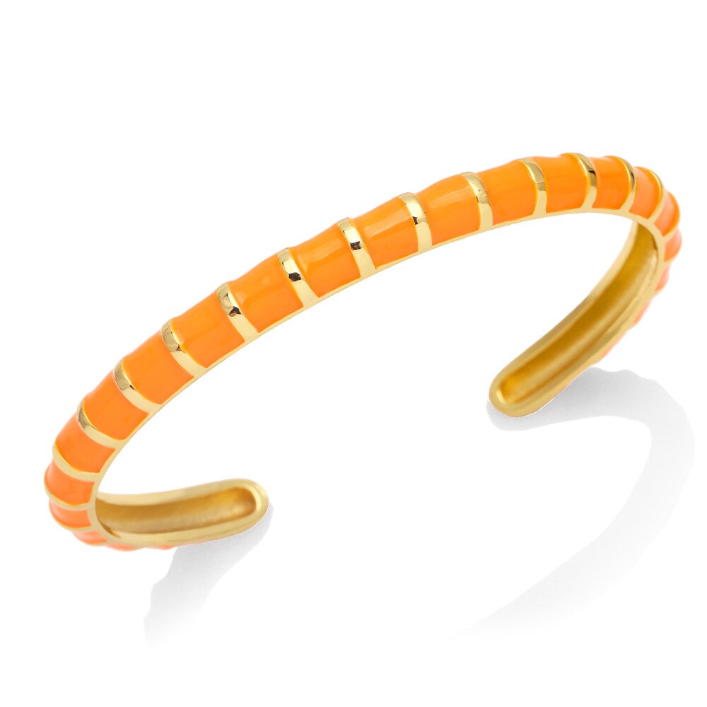 Y2K Mode Streep Emaille Manchet Armbanden Koperen Armband Armband 2022 Sieraden Voor Vrouwen Meisje Beach Party: Orange
