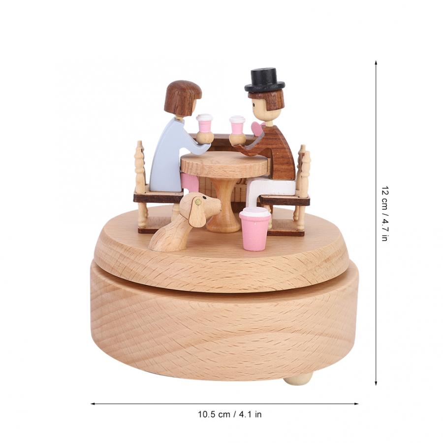 Distinctive Shape Wooden Music Box Rotating Musical Box for Home Table Decoration Rotating Music Box