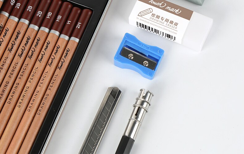 Touch mark Sketch tool set 10/18/29 PCS Drawing pencil tool set students non-toxic Multiple grayscale iron box art supplies