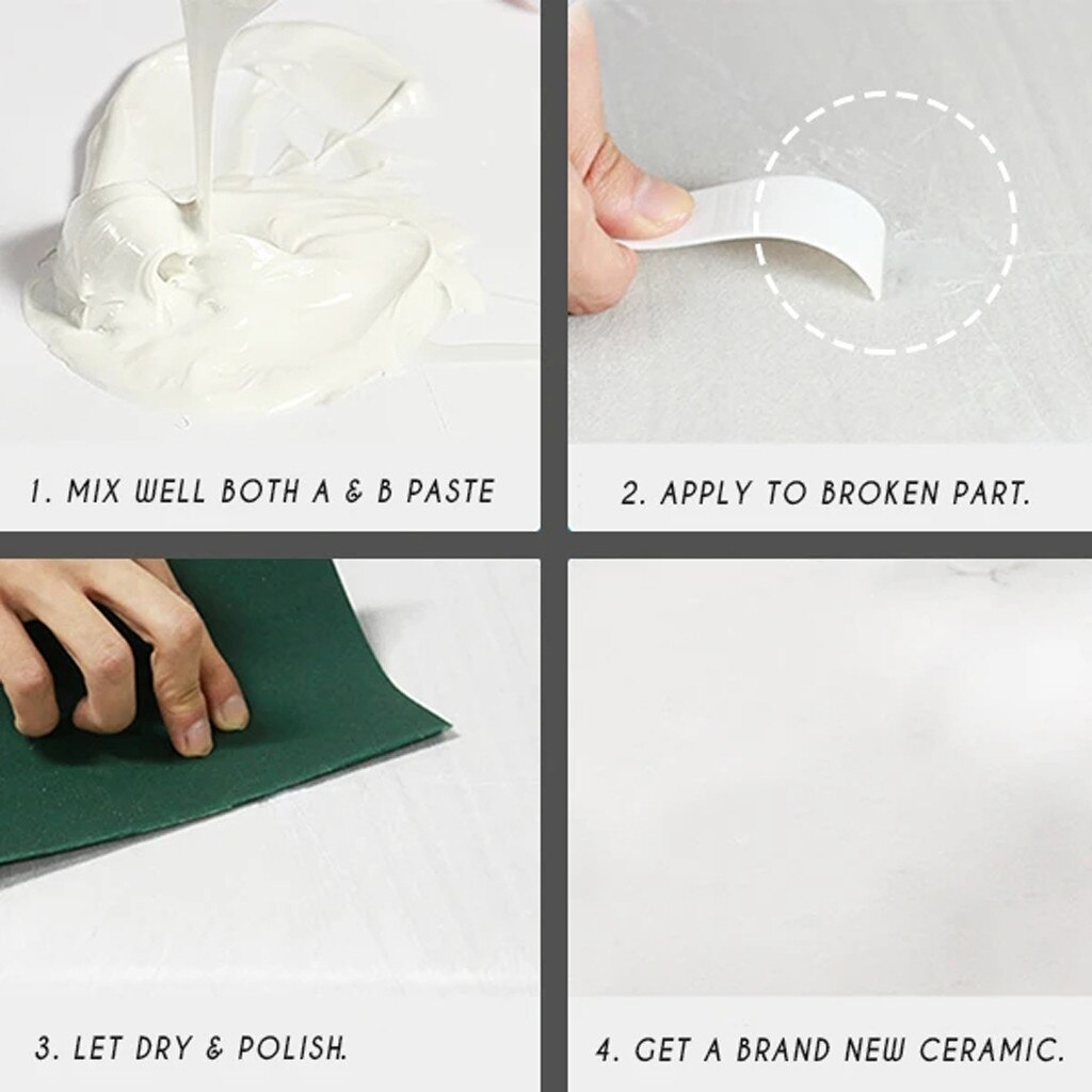 Instant-Fix Ceramic Repair Paste Repair Effective Multifunctional Universal Glue Moisture Proof Tool Porcelain White Wall