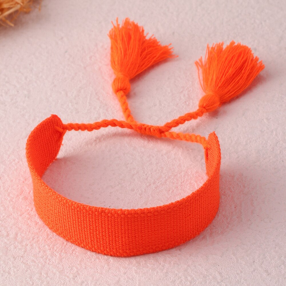 Bracelet en tissu brodé de lettres ethniques pour femmes, bijoux de luxe, style bohème, pompon réglable, d&#39;amitié: BZ1495I