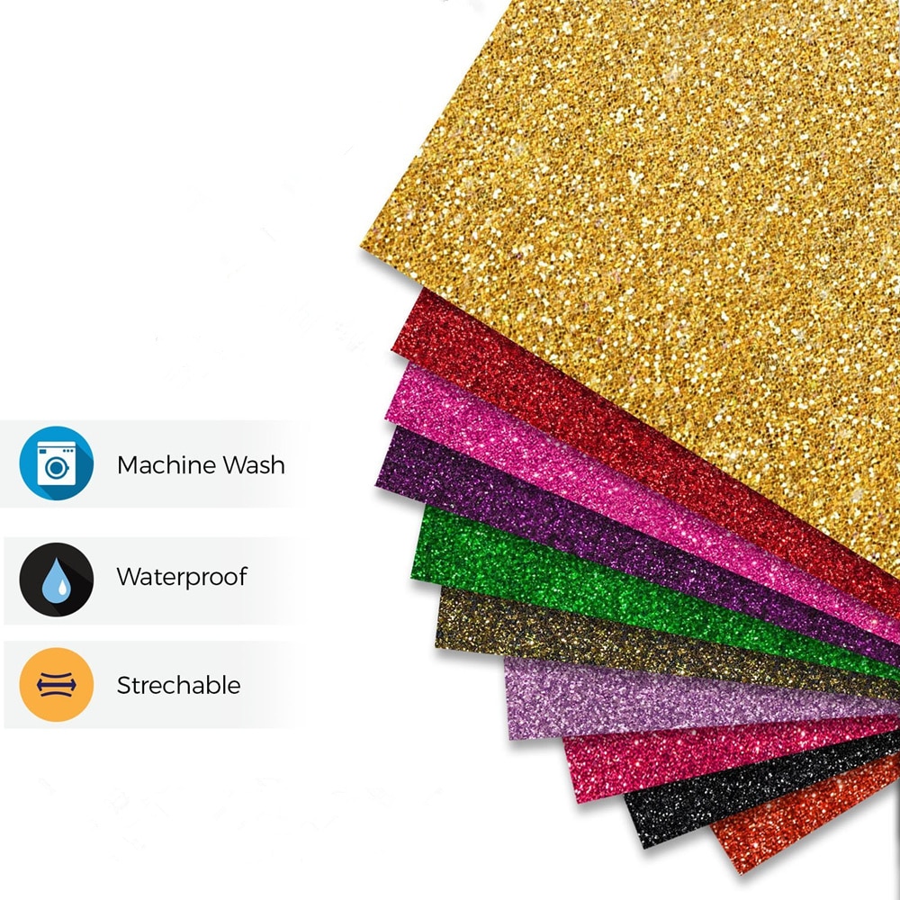 50cmx30cm Glitter Heat transfer vinyl for T-shirts Cutter Plotter sticky iron on Heat press film iron on