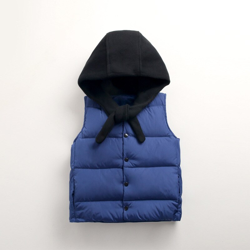 Winter Kids Vesten Sjaal Hooded Thicken Warm Baby Jongens Gewatteerde Jassen Koreaanse Stijl Meisjes Vesten Unisex Kinderen Kleding