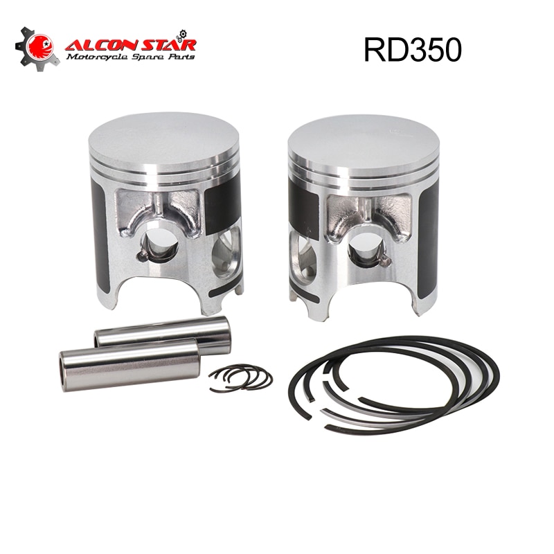 Alconstar- RD350 Piston Kit Set Standard STD 64mm Motorcycle Cylinder Piston For YAMAHA RD350 1973 1974 1975 Cafe Racer Racing